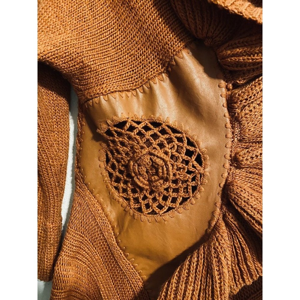 Slonl Ruffle Wool Blend Rust Cardigan Sweater - Picture 7 of 11